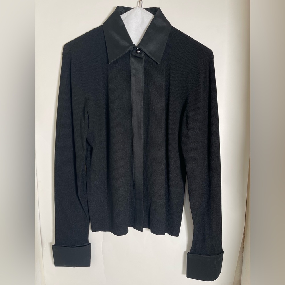 valerie separates Black Sweater With Satin Like Collar And Cuffs